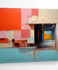 Abstract Interior with Geometric Shapes Painting on Canvas - “Modern Spaces” GtC522