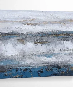 Blue - Gray Textured Abstract Painting on Canvas - “Coastal Rhythm” LbN371