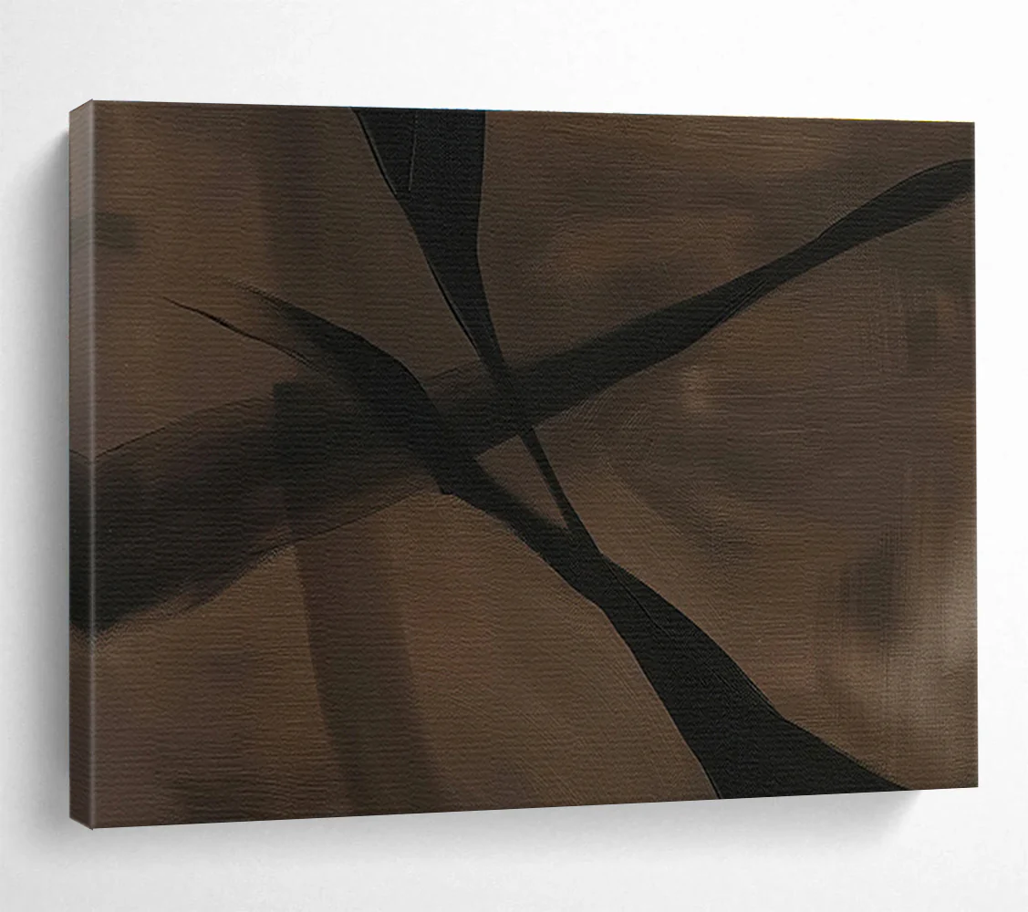 Abstract Painting on Canvas: Dark - Toned Organic Lines - “Mysterious Paths” aJS783