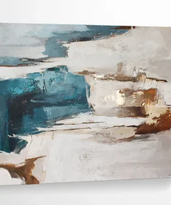 Blue Brown White Abstract Painting dUx239