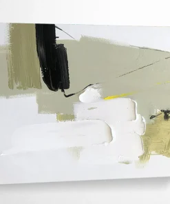 Abstract Painting with Black, White, Green, and Yellow for Modern Office & Creative Nook xIt514