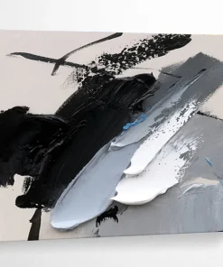 Bold Black and White Abstract Painting for Industrial Loft & Monochrome Gallery tzL050