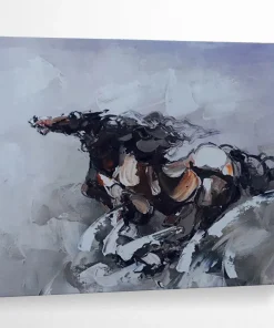 Abstract Horse Painting for Equestrian - Themed Study & Rustic Living Room zDU313