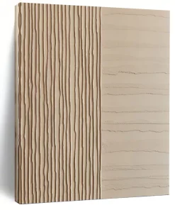 “Beige Textured Stripes” - Minimalist Abstract Art on Canvas gwJ9277