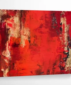 Bold Red Abstract Painting with Textured Layers for Dramatic Living Room & Art - Themed Bar BUn599