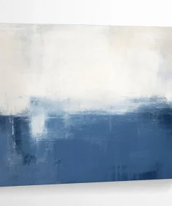 Blue - White Minimalist Abstract Painting for Coastal Home & Serene Spa gQZ115