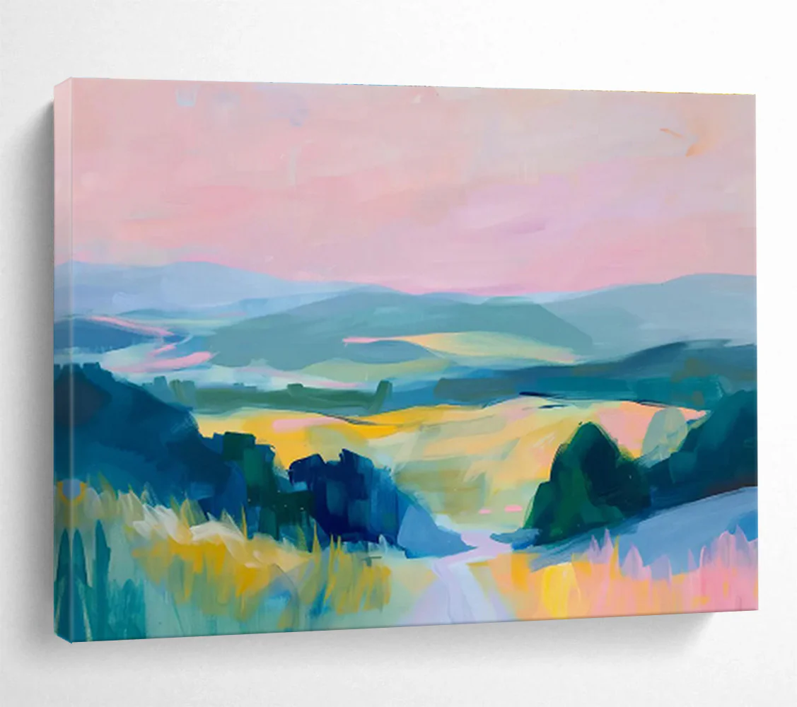 Color - Drenched Landscape Abstract Painting for Lakeside Villa & Artistic Retreat hjv183