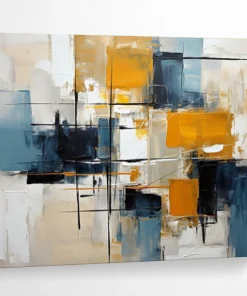 Color - Block Abstract Painting with Geometric Lines for Contemporary Office & Urban Loft yFl549