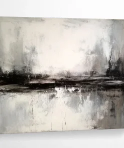 Black - White Abstract Landscape for Minimalist Bedroom & Monochrome Gallery iFv419