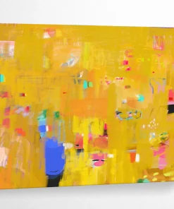 Bright Yellow Abstract Energy Painting for Sunny Kitchen & Creative Studio NEq455
