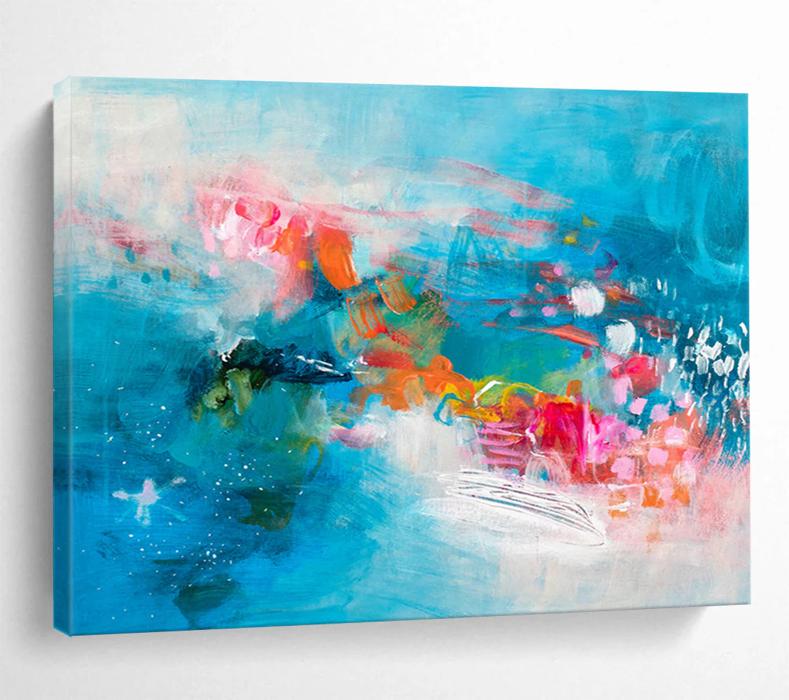 Blue - Hued Abstract Art for Modern Bedroom & Relaxation Nook tIX824