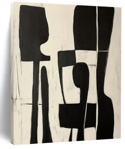 Black & White Minimalist Abstract Figures - Perfect for Modern Dining Room & Library DOgmcPfh8189