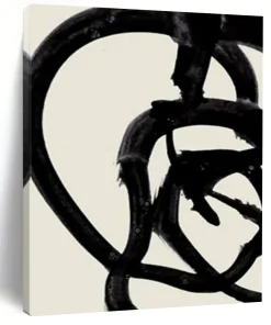 Bold Black Line Abstract Art, Perfect for Edgy Lounge & Modern Gallery QnlhENPm7649