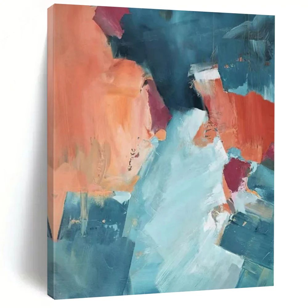 Bold Color - Block Abstract Art, Warm & Cool Tones for Coastal Living Room & Modern Dining Area EBAhOCeD7233