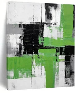 Bold Geometric Abstract Art, Vivid Green & Dark Shapes for Energetic Gym & Edgy Studio YNdEpTrI9032