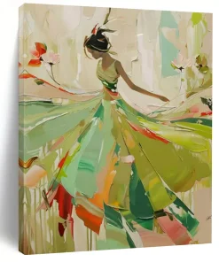 Abstract Expressionist Figure Art, Color - Blocked Dynamic Painting for Energetic Living Room & Dance Studio odDxxoZQ9354