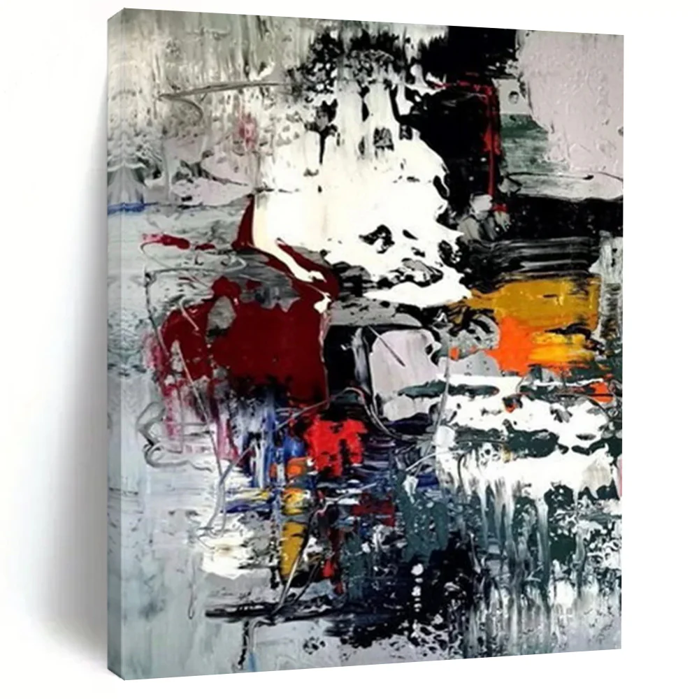 “Colorful Chaos Fusion” – Vibrant mix of red, yellow, blue, gray, dynamic splashes NfH009
