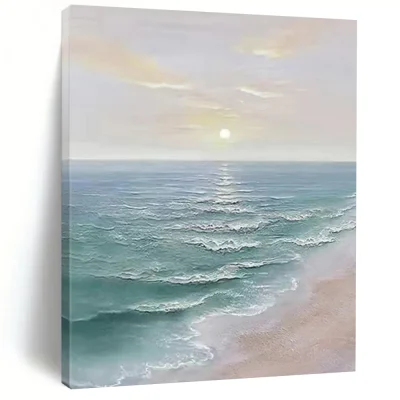 “Fresh Seaside Sunrise” – Light blue, white, and soft pink, depicting a fresh seaside sunrise. zgE120