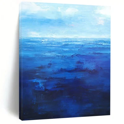 “Deep Blue Ocean” – Layers of deep and light blue, with bold brushstrokes creating a dynamic sea. mAP824