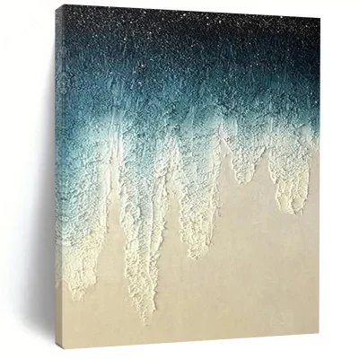 “Gradient Drip Textures” – Top - dark to bottom - light blue - white gradient, with dripping, thick - textured forms. Mph440