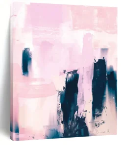 “Blush Silhouettes” - Soft pinks, dark blue, abstract shapes, dreamy mood WQI569