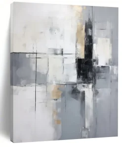 “Gray and Gold Geometric Abstract” – Clean Abstract with Angular Shapes and Metallic Tones HNI081