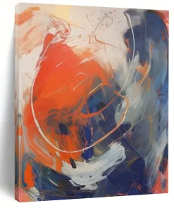 “Dynamic Orange and Blue Swirls” – Energetic Abstract with Bold Color Movement kRG093