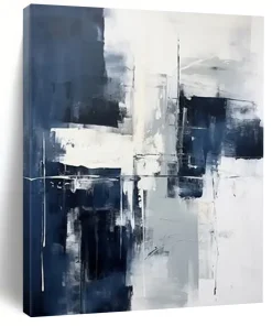 “Cool Toned Geometric Abstraction” – Calm Abstract with Monochromatic Shades bvO452