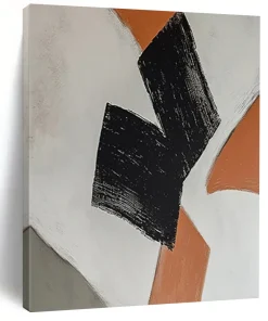 “Geometric Shapes in Orange and Black” – Minimalist Abstract with Bold Color Blocks deK088