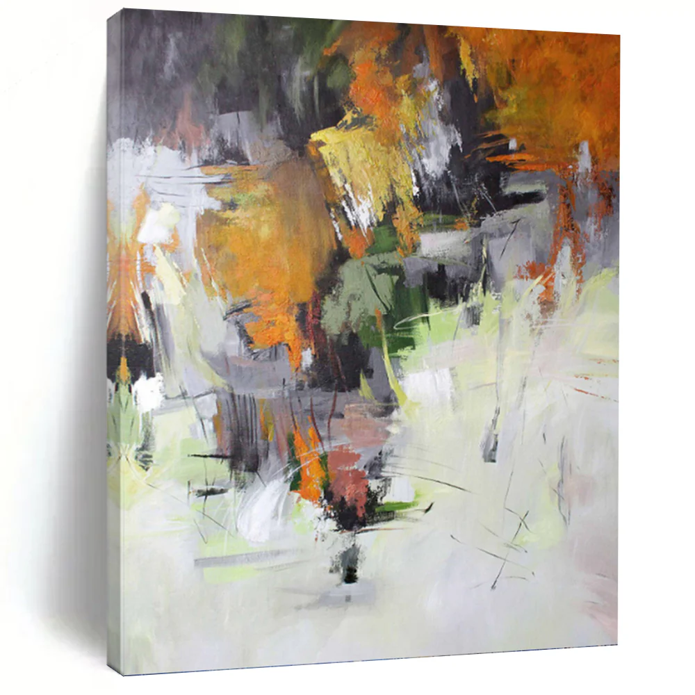 “Autumn - Toned Abstract Landscape” Abstract Painting on Canvas, Nature - Inspired Dining Decor pit5482