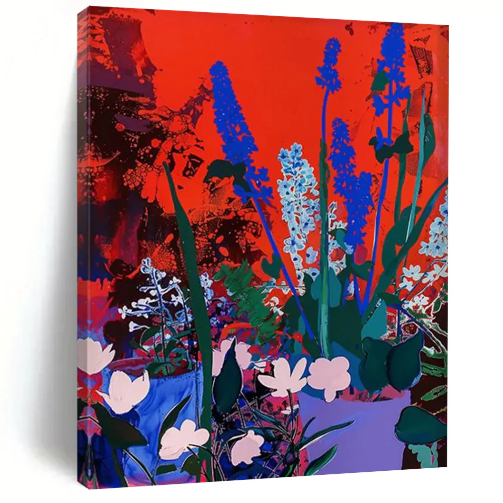 “Bold Color - Contrast Flower Garden” – Vibrant Floral Painting with Striking Color Choices mWf933