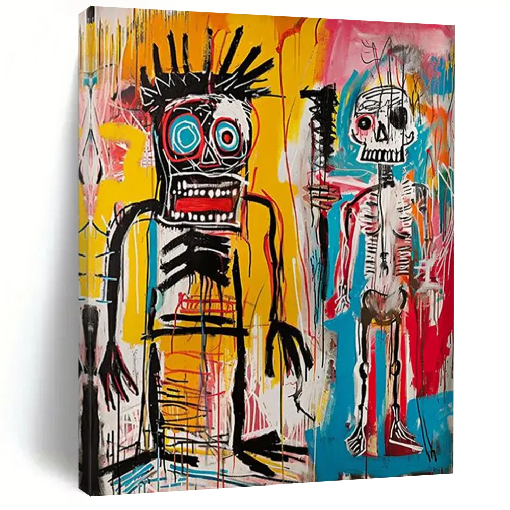 “Expressive Duo of Figures” – Raw Abstract Figurative Painting with Bold Lines BbJ350