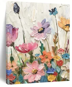 “Impasto Flower Meadow” – Textured Flower Oil Painting with Rich Colors SfP502