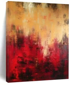 “Crimson Heatwave” – Red, Orange & Black Abstract Acrylic with Fiery Textures TJT492