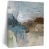 “Blue - Brown Abstract Textures” Abstract Painting on Canvas, Rustic Modern Decor qNS0452