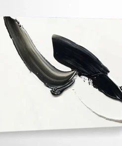 Black - White Swirl “Dynamic Abstract” Painting on Canvas, Energetic Modern Art Qha159
