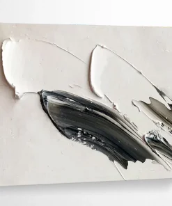 Black - White Textured “Minimalist Swirl” Painting on Canvas, Modern Abstract Art SZN103
