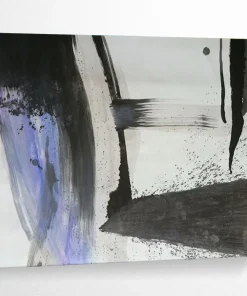 Black - White - Purple Abstract “Ink Flow” Painting on Canvas, Minimalist Zen Art roX310