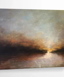 Abstract Landscape Painting on Canvas - “Sunset Reflections” QSG287