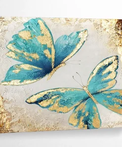 Abstract Butterfly Painting on Canvas - “Gilded Wings” jBp352