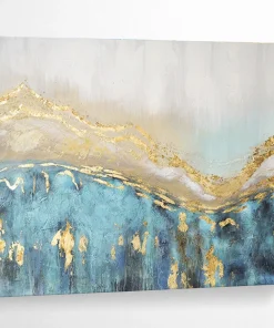 Abstract Landscape Painting on Canvas - “Golden Peaks” KiO087