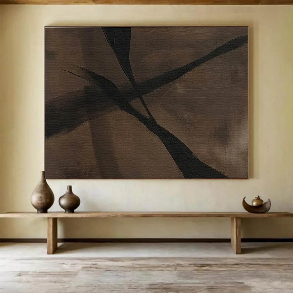 Abstract Painting on Canvas: Dark - Toned Organic Lines - “Mysterious Paths” aJS783 - Image 2