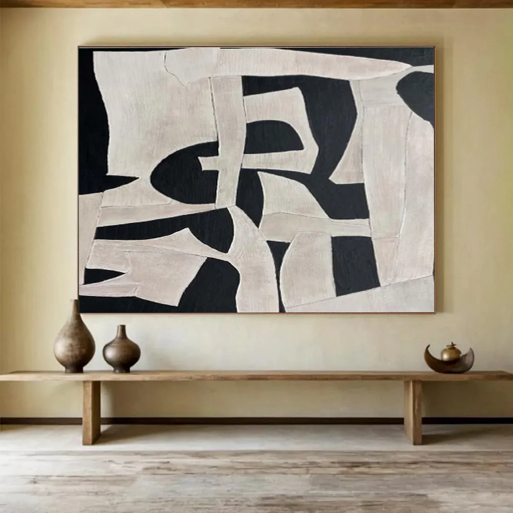 Black - and - White Geometric Abstract Painting for Modern Office & Minimalist Living Room LYC960 - Image 2