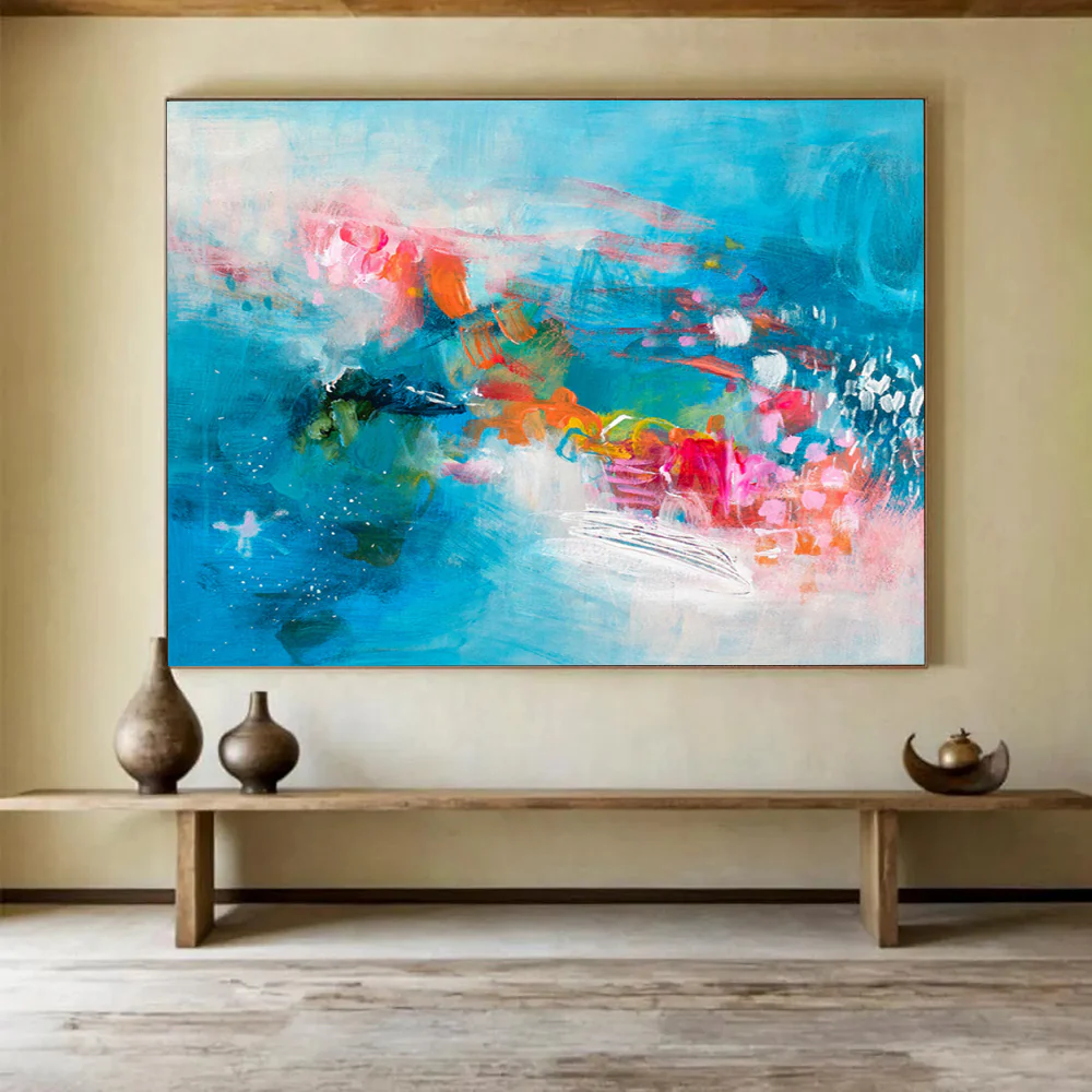 Blue - Hued Abstract Art for Modern Bedroom & Relaxation Nook tIX824 - Image 2
