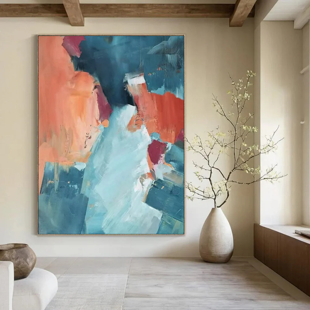 Bold Color - Block Abstract Art, Warm & Cool Tones for Coastal Living Room & Modern Dining Area EBAhOCeD7233 - Image 2