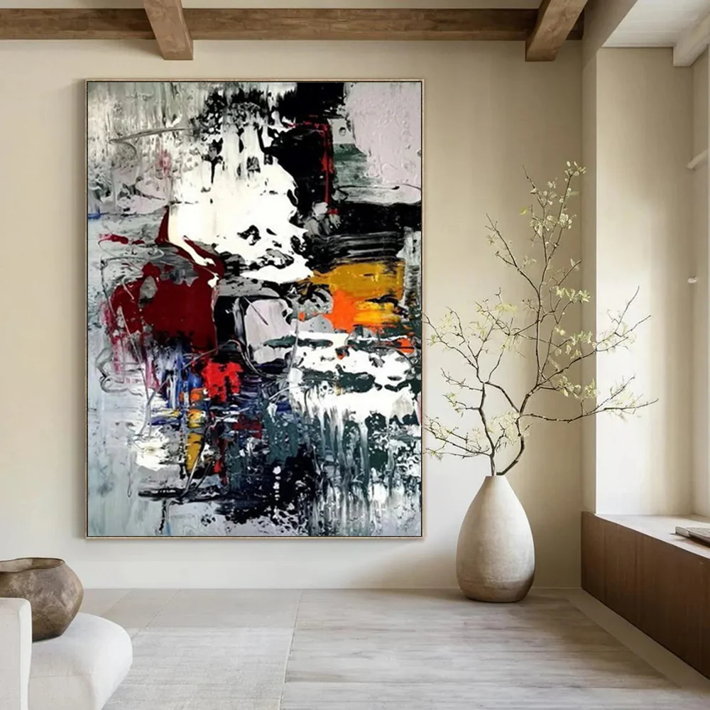 “Colorful Chaos Fusion” – Vibrant mix of red, yellow, blue, gray, dynamic splashes NfH009 - Image 2