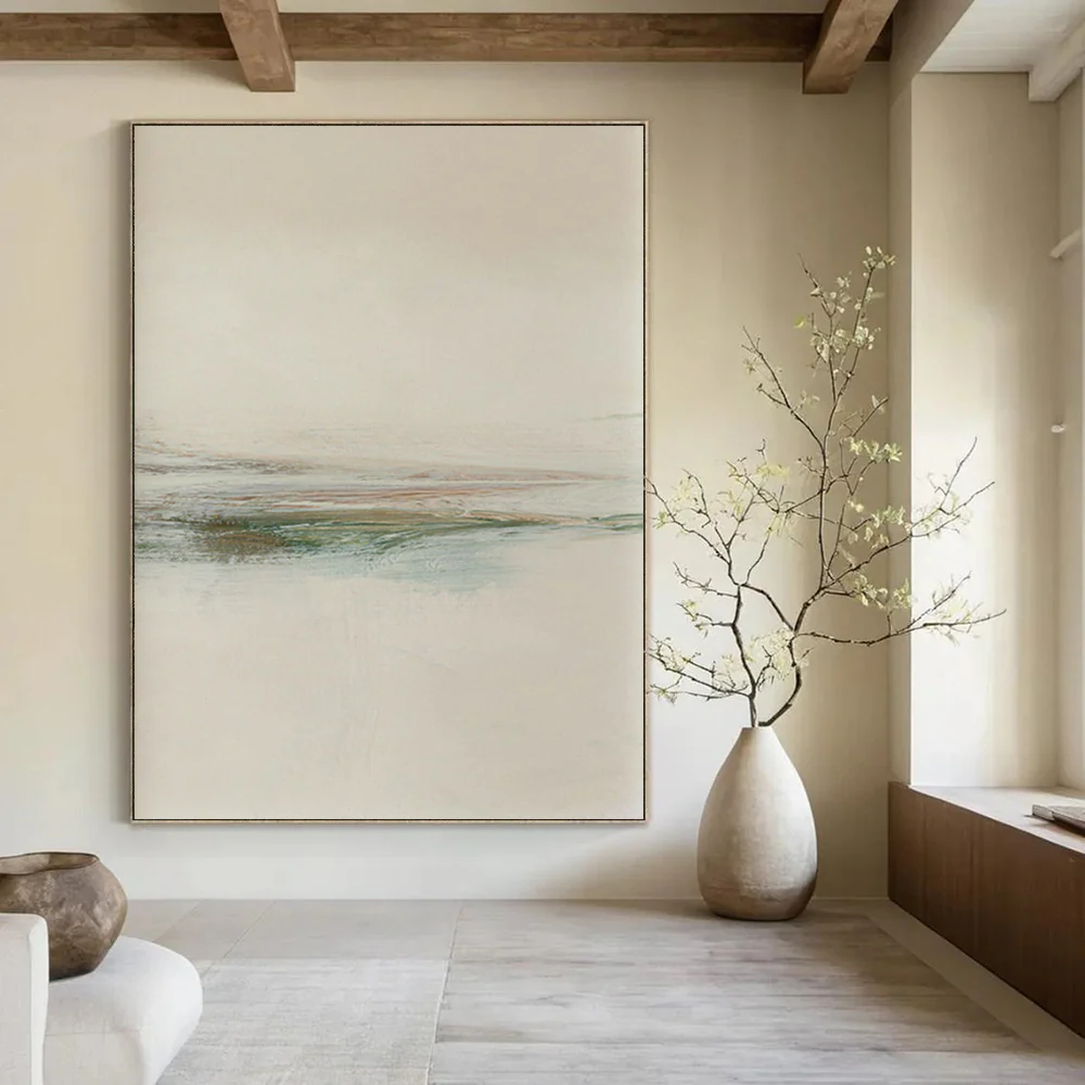 Minimalist Earth Layers – Abstract Landscape Oil with Delicate Strokes DoX825 - Image 2