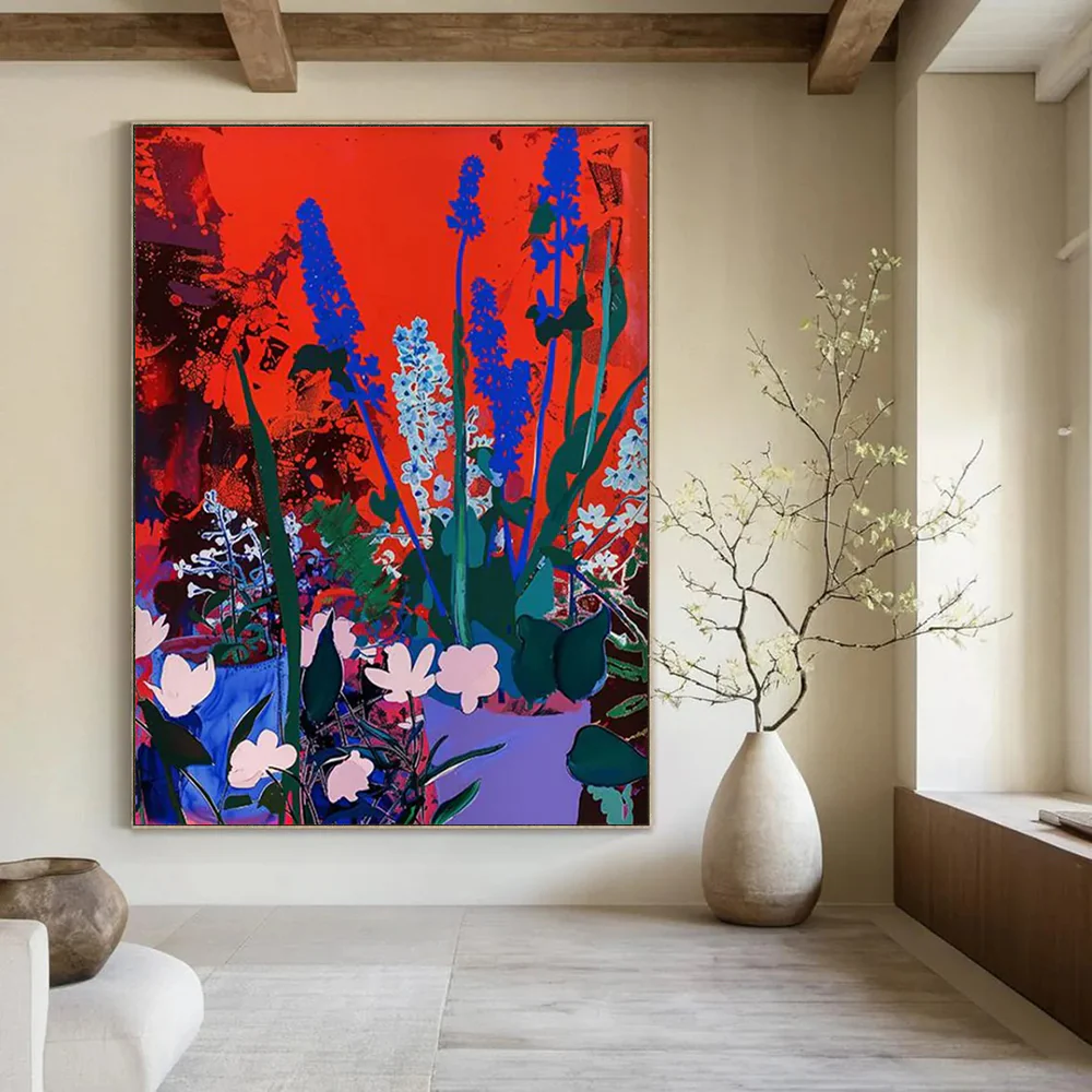 “Bold Color - Contrast Flower Garden” – Vibrant Floral Painting with Striking Color Choices mWf933 - Image 2