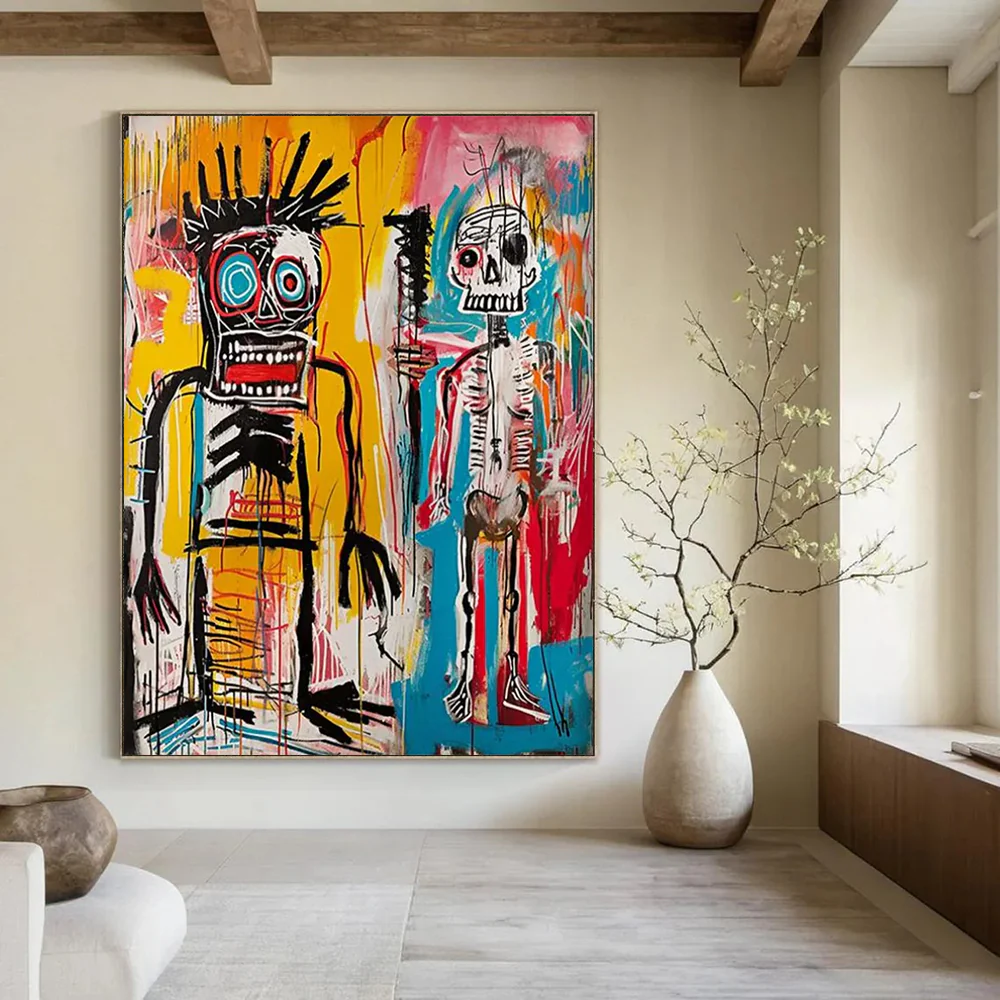 “Expressive Duo of Figures” – Raw Abstract Figurative Painting with Bold Lines BbJ350 - Image 2