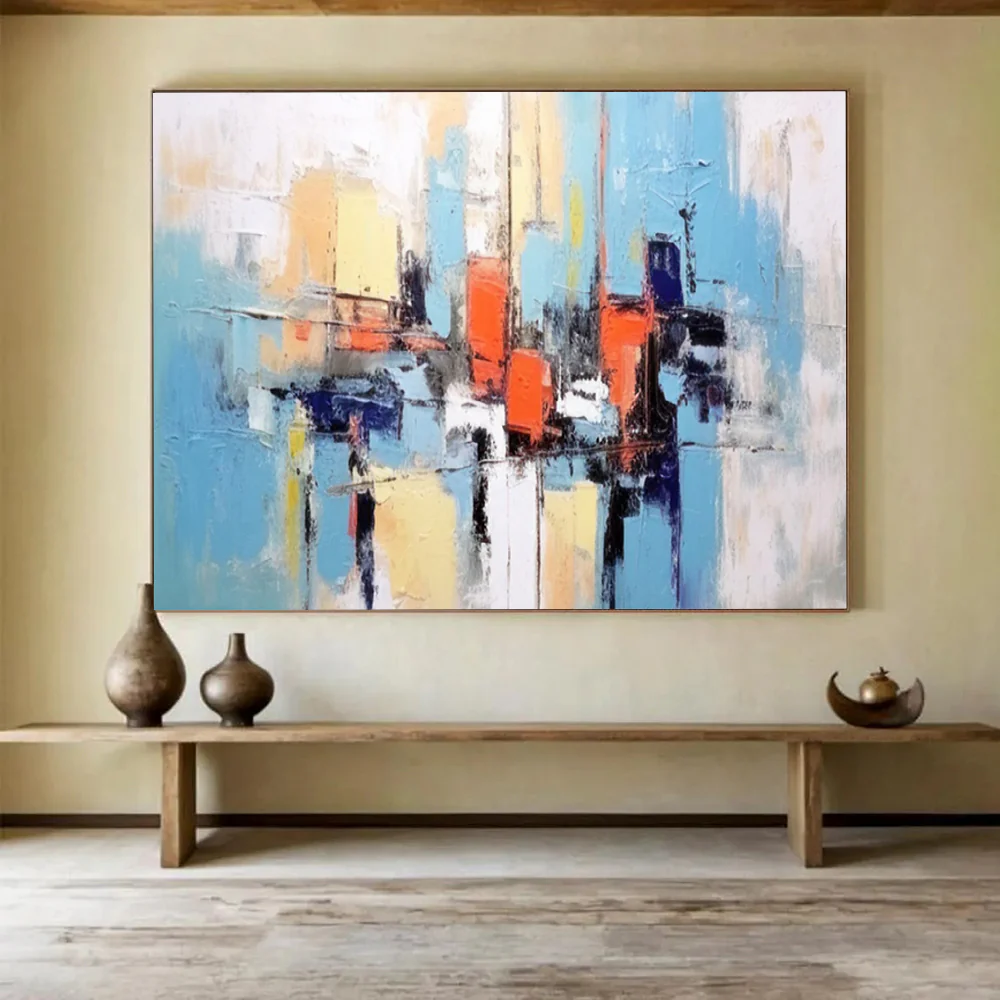 Abstract City Blocks in Bright Hues Abstract acrylic painting YyQ839 - Image 2